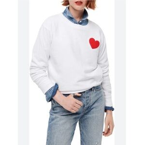J.Crew white heart embroidered sweatshirt S